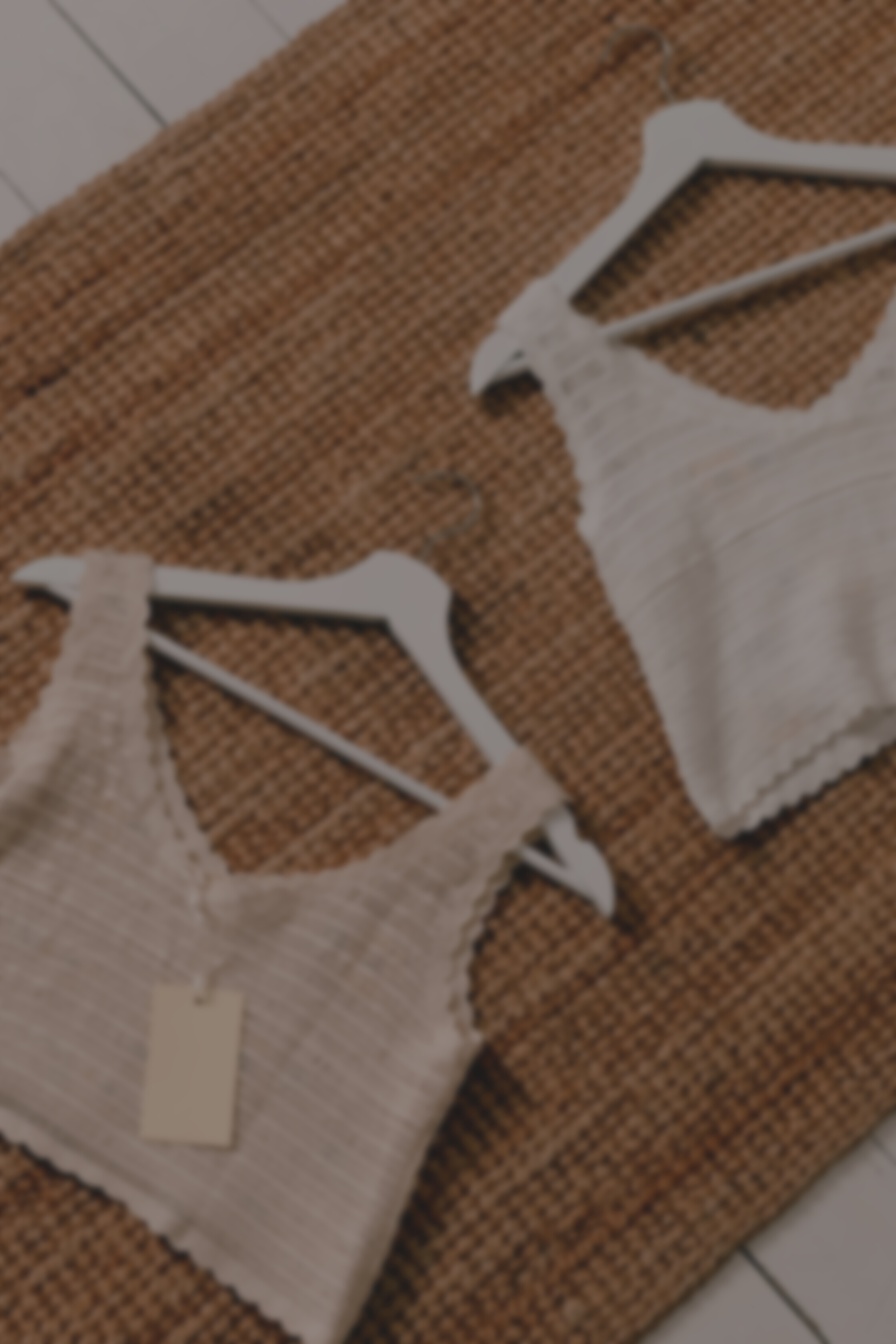 Clothes with Tags in Hangers Flatlay